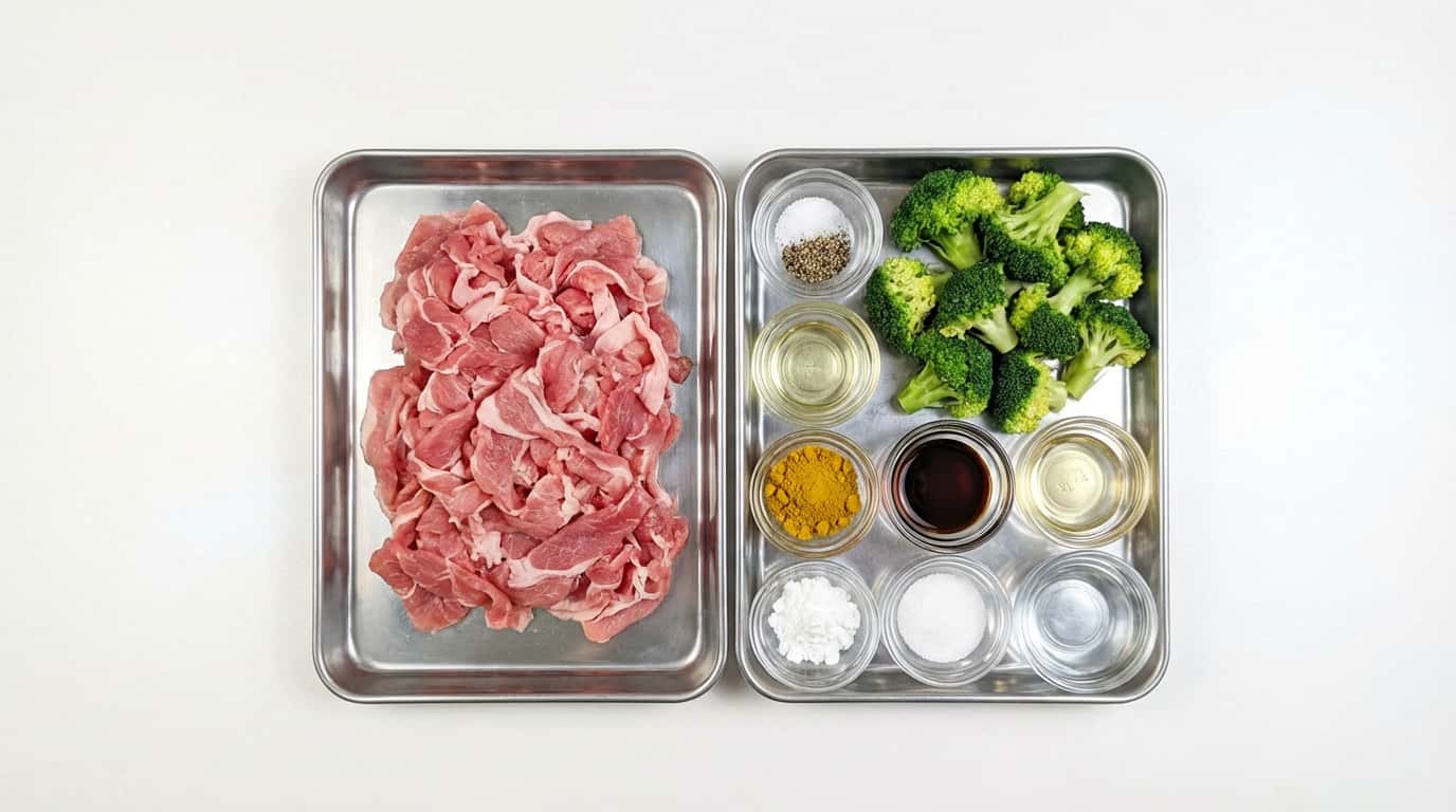 豚こまブロッコリーのレンジカレー蒸し（材料）