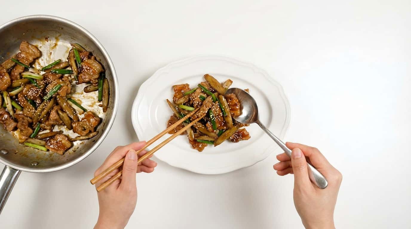 豚こまごぼうの白だしピリ辛焼き（完成イメージ）