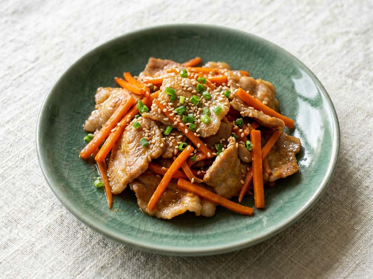 豚こまとにんじんのごま油蒸し