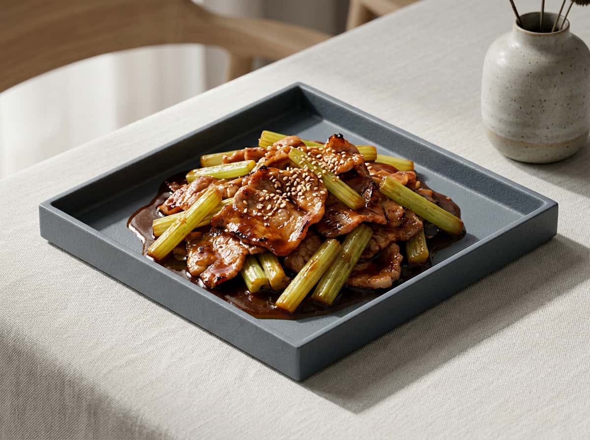 豚こまとセロリの焼肉タレ焼き（糖質オフ）