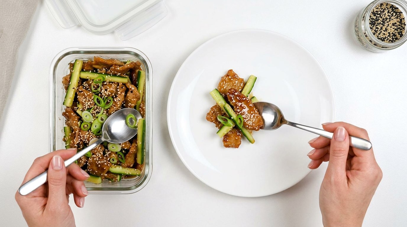 豚こま切れ肉ときゅうりのごま油和え（完成イメージ）