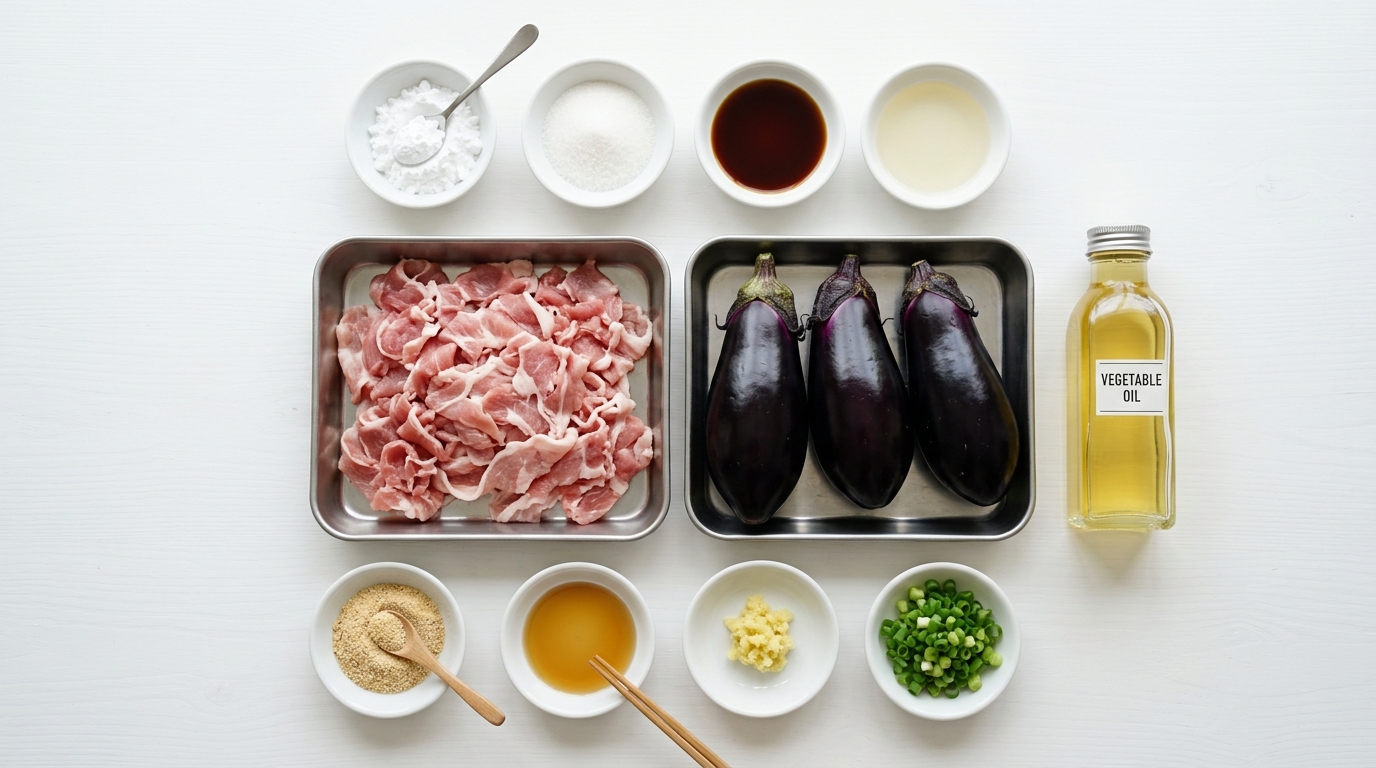 豚こまとなすの揚げびたし〜鶏ガラだしのさっぱりつゆ〜（材料）