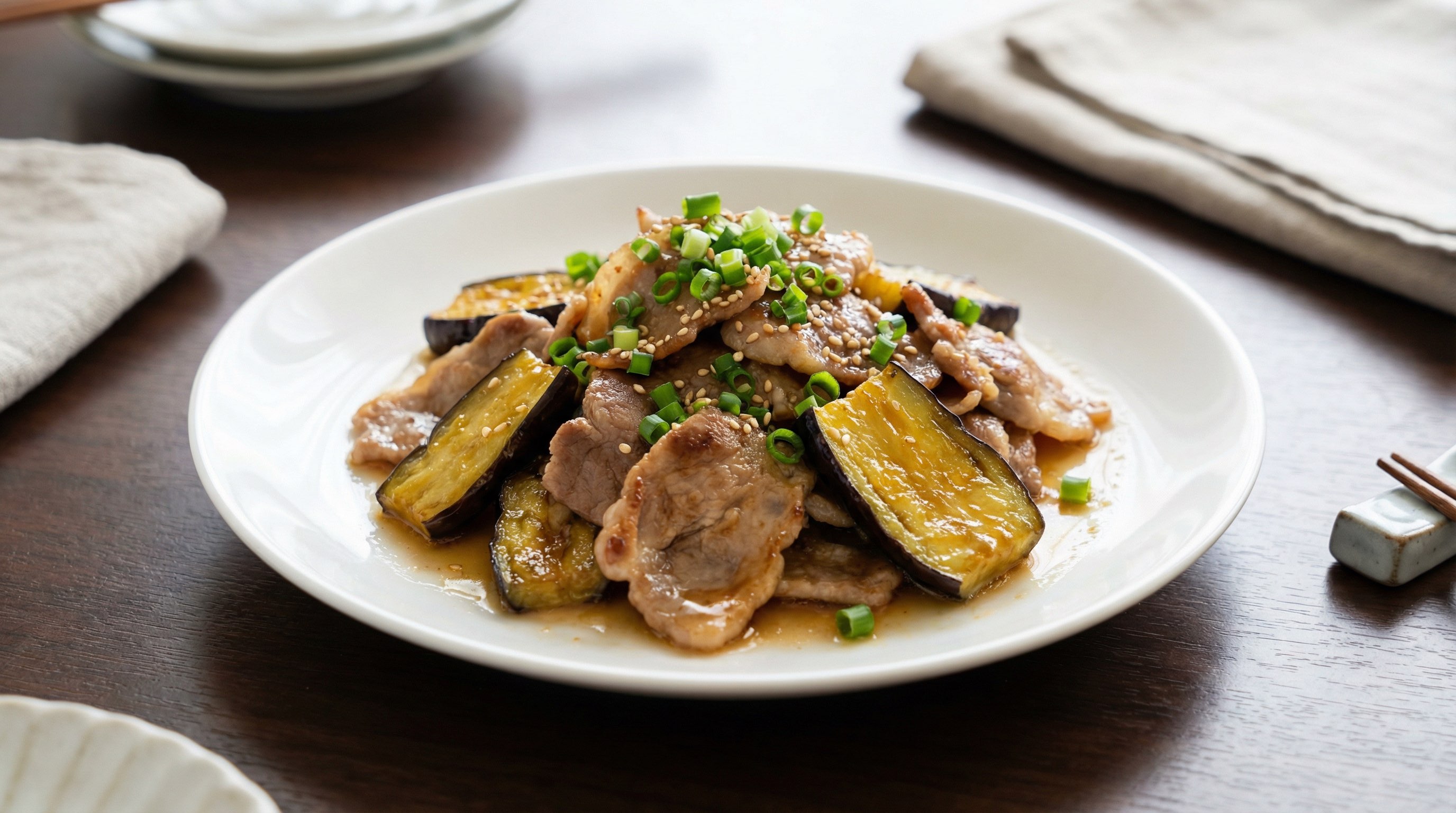 豚こまとなすの白だしこんがり焼き