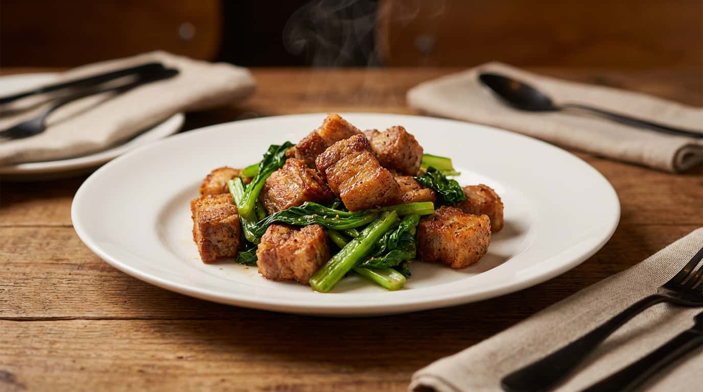 豚こま切れ肉と小松菜の塩こしょう揚げ（作り置き）（完成イメージ）