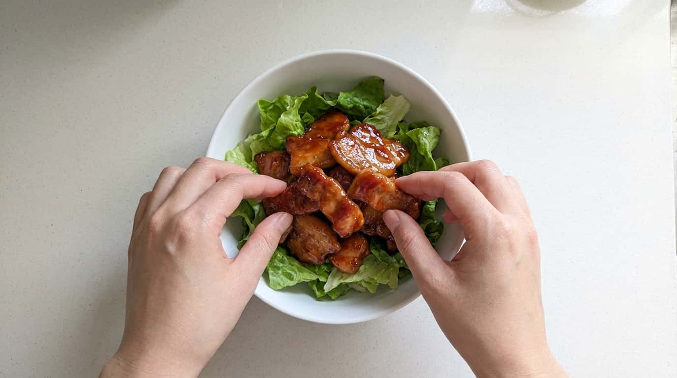 豚こま切れ肉とレタスのケチャップ漬けガッツリ（完成イメージ）