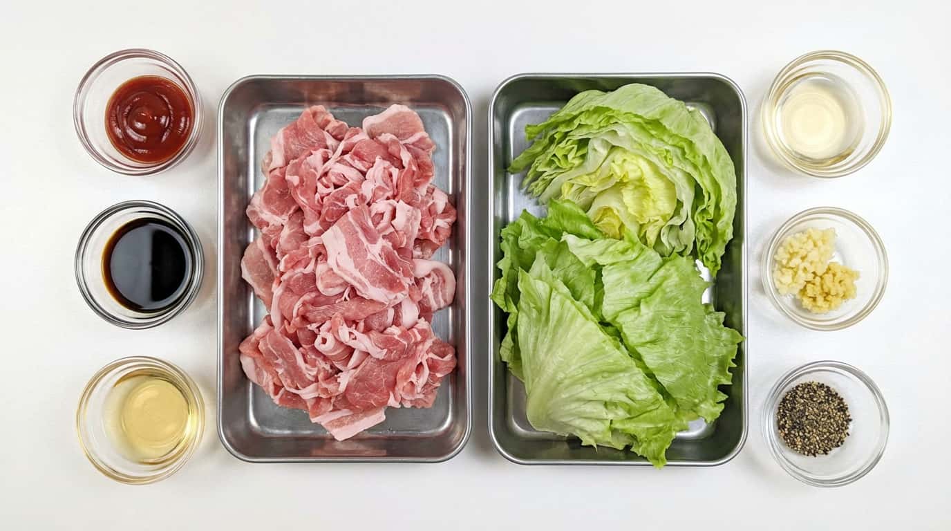 豚こま切れ肉とレタスのケチャップ漬けガッツリ（材料）