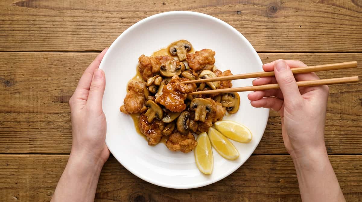 豚こまとしめじのバター醤油から揚げ風（完成イメージ）