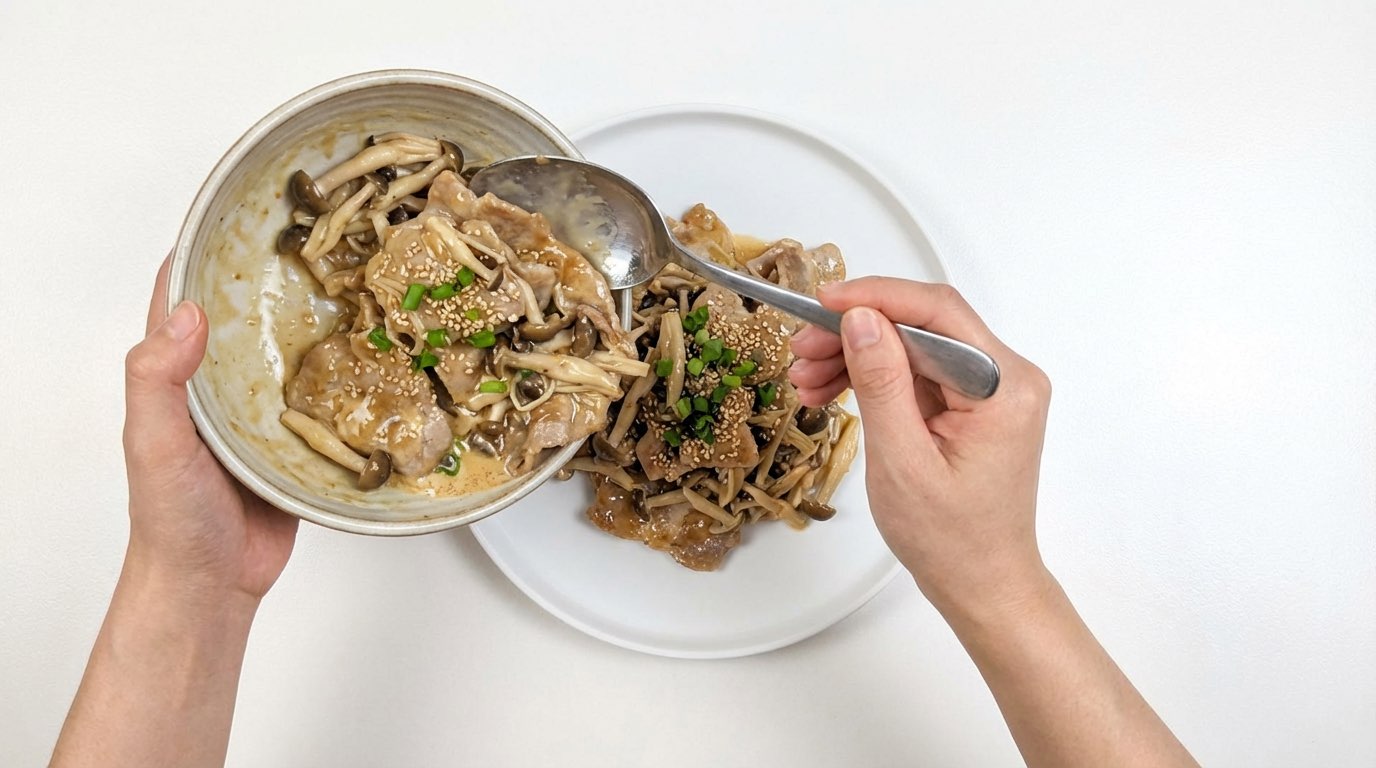 豚こまときのこのさっぱりマヨレンジ蒸し（完成イメージ）