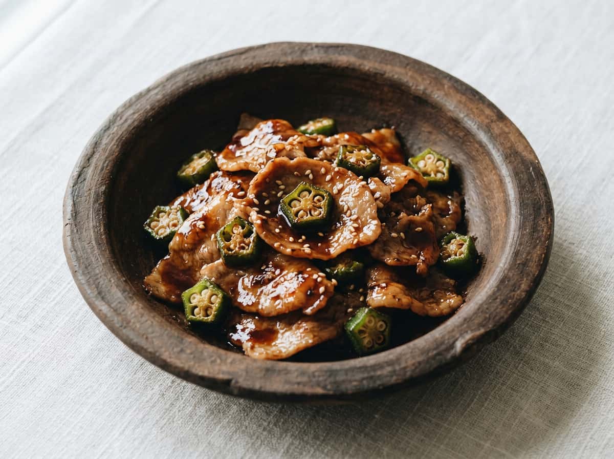豚こまとオクラのオイスターソース焼き（糖質オフ）