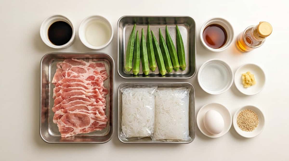 豚こまとオクラの醤油そぼろ丼（糖質オフ）（材料）