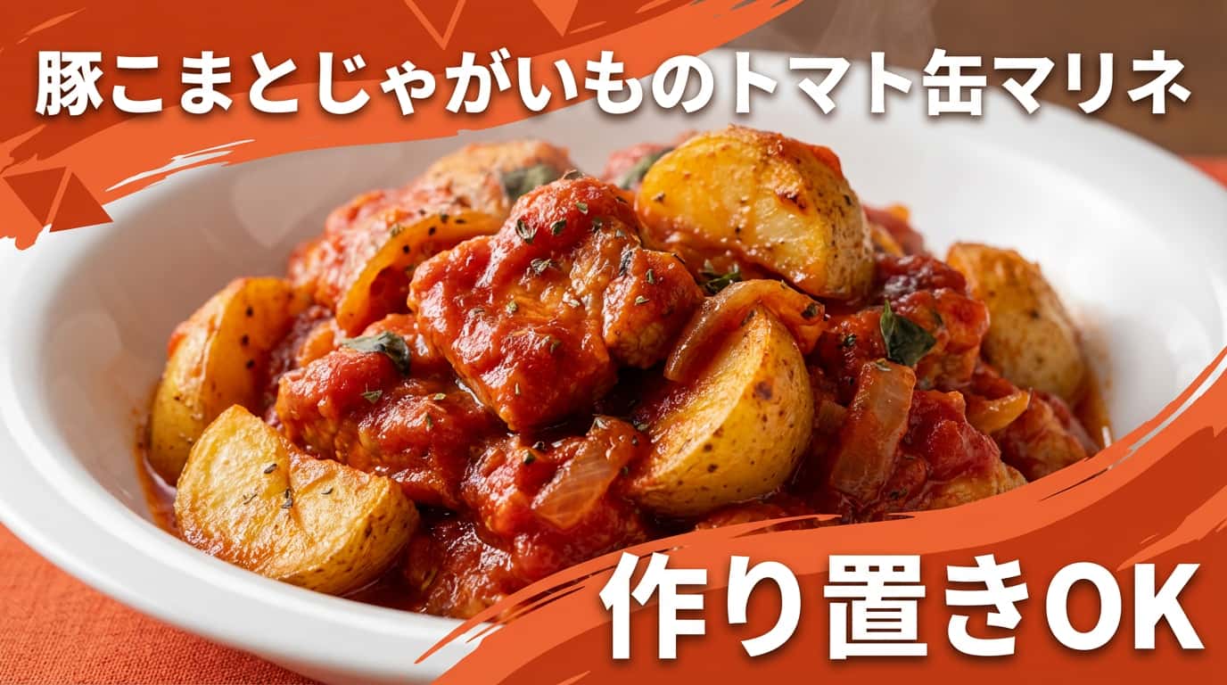 豚こまとじゃがいものトマト缶マリネ