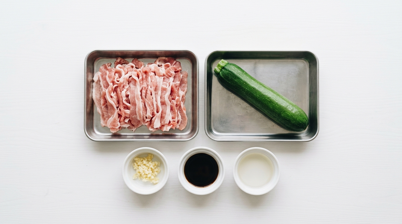 豚こまとズッキーニのマヨ炒め（材料）