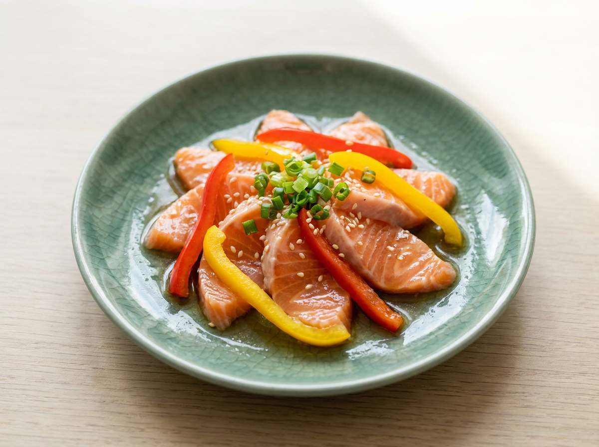 鮭とピーマンのピリ辛白だし漬け
