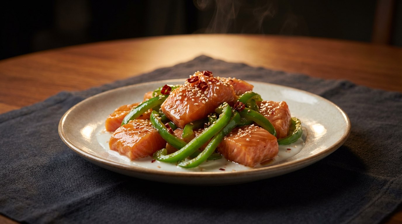 鮭とピーマンのピリ辛白だし漬け