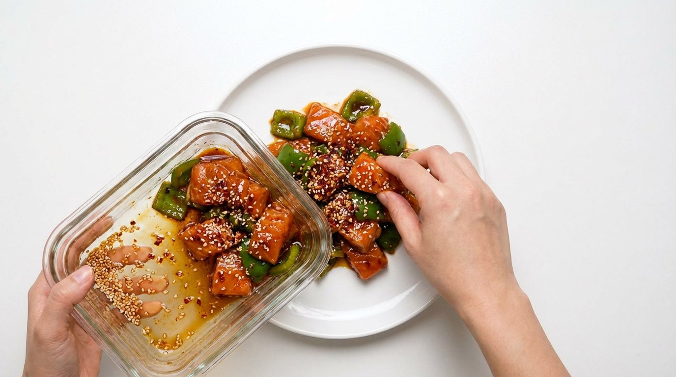 鮭とピーマンのピリ辛白だし漬け（完成イメージ）