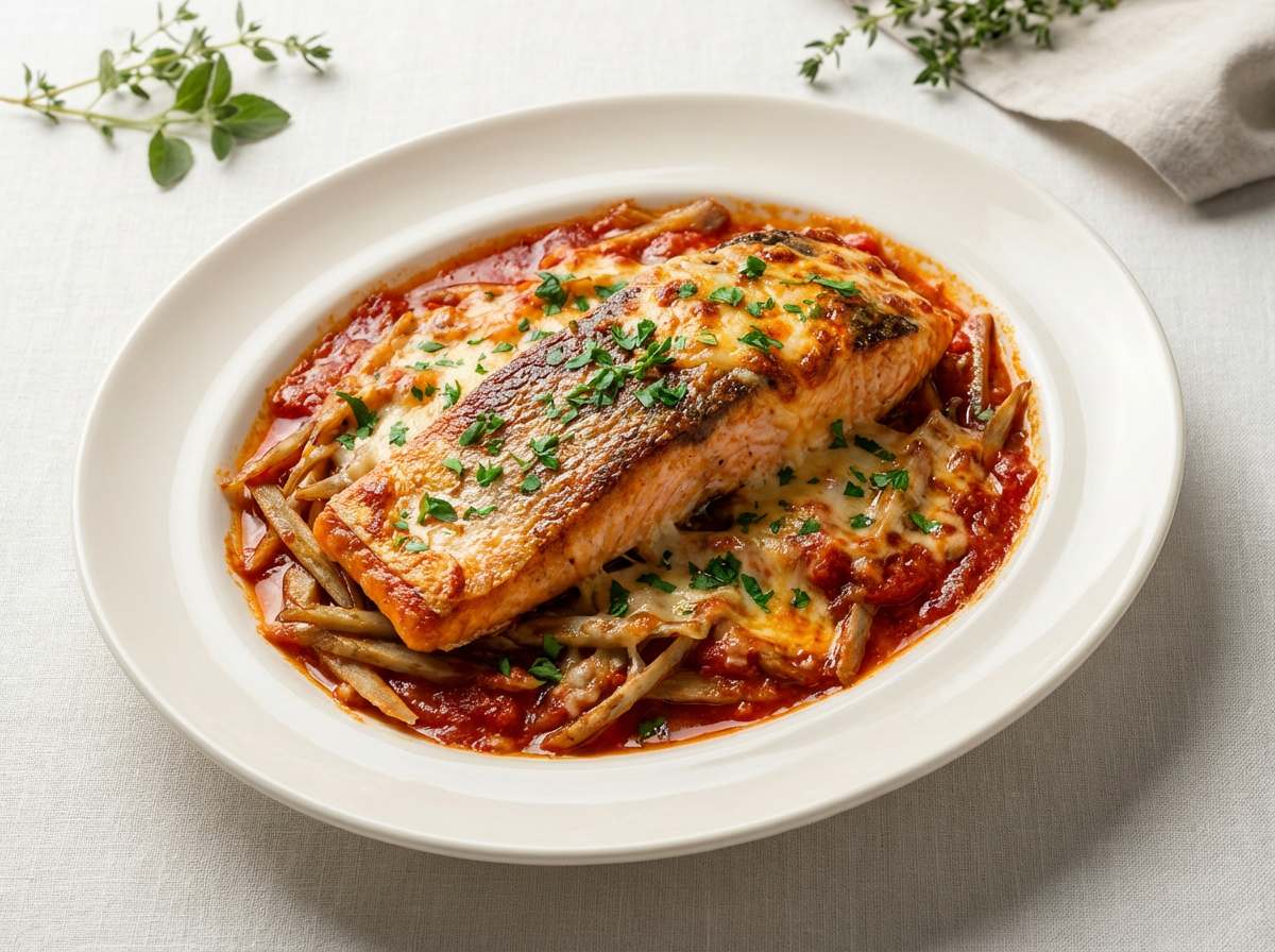 鮭とごぼうの高タンパクトマト焼き