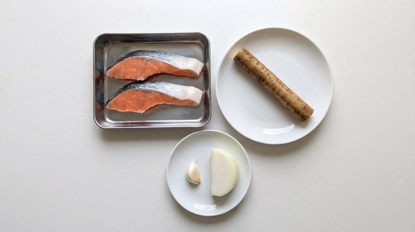 鮭とごぼうの高タンパクトマト焼き（材料）