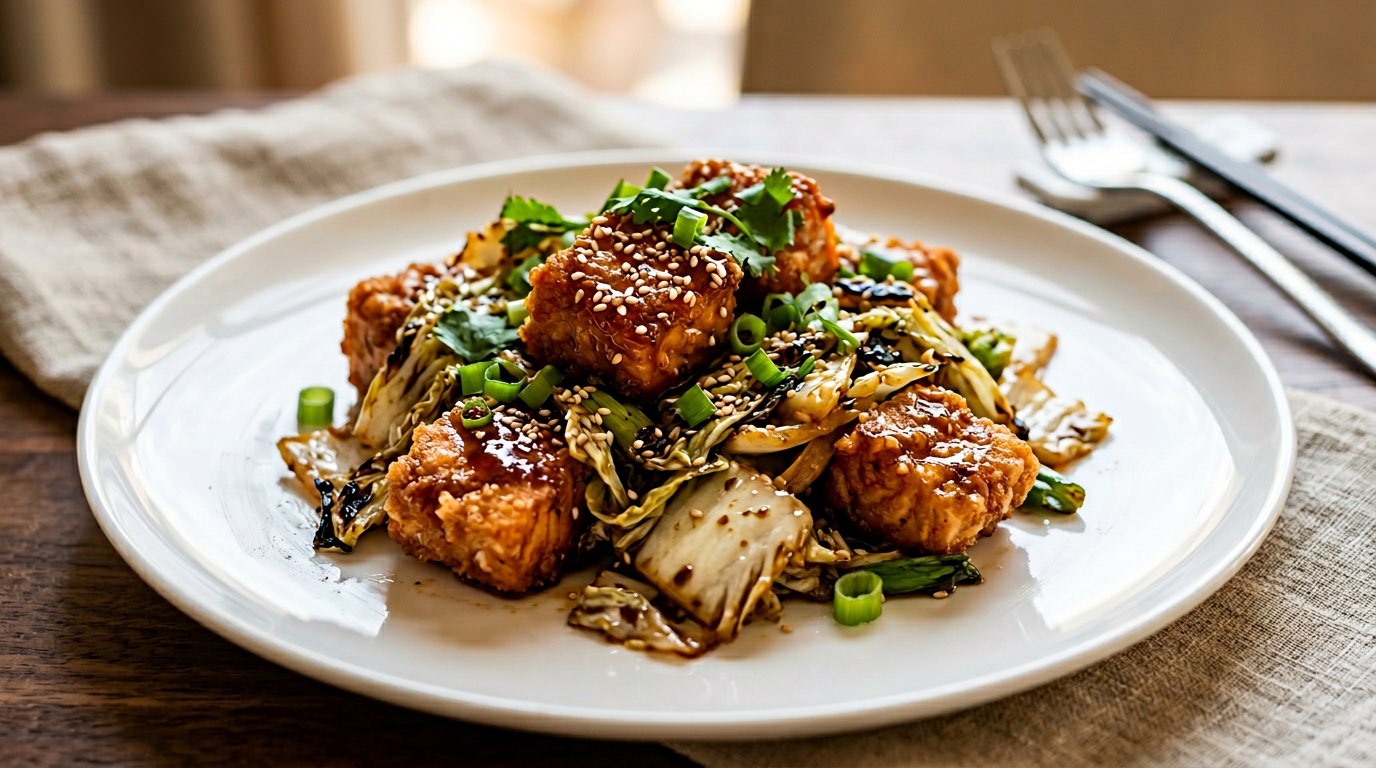 鮭とキャベツのオイスターソース揚げ