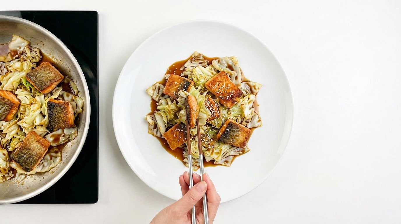 鮭とキャベツのオイスターソース揚げ（完成イメージ）