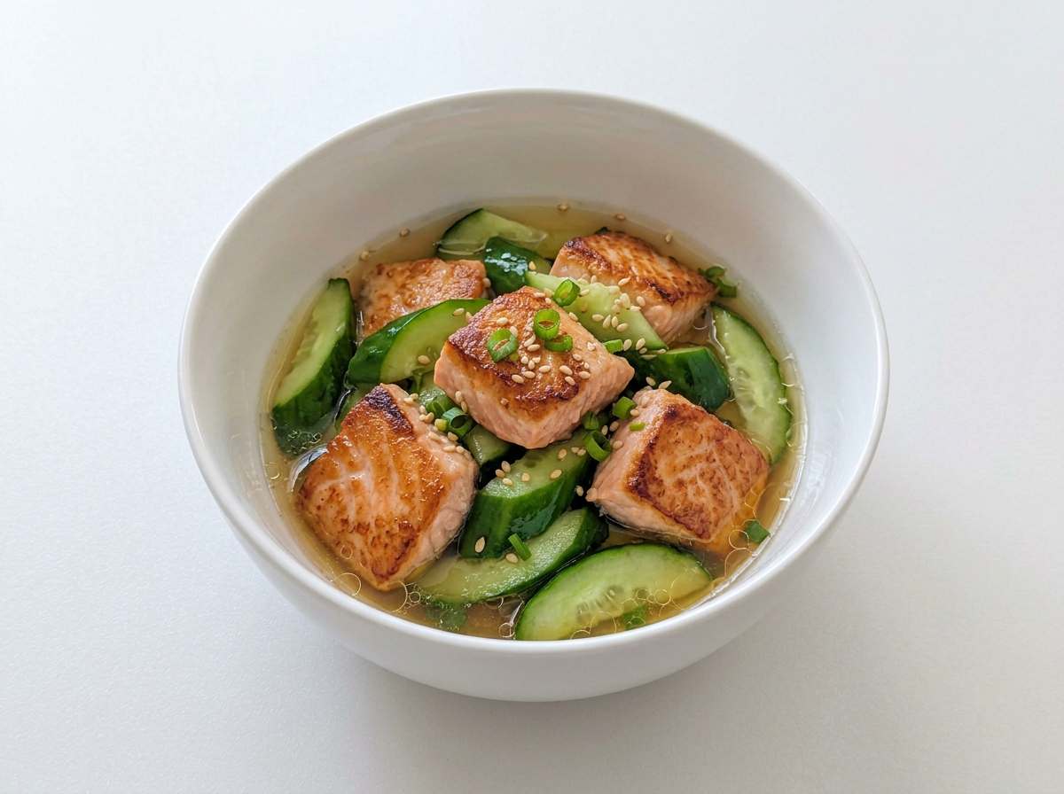 鮭ときゅうりのコンソメ焼きマリネ