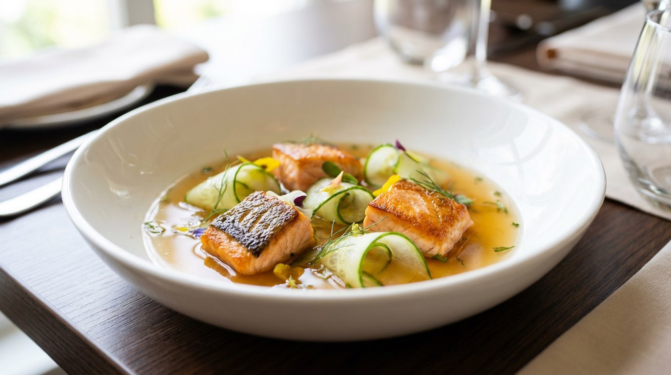 鮭ときゅうりのコンソメ焼きマリネ