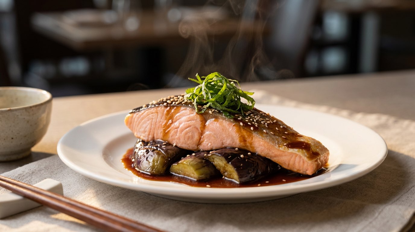 鮭となすの焼肉だれ蒸し（完成イメージ）