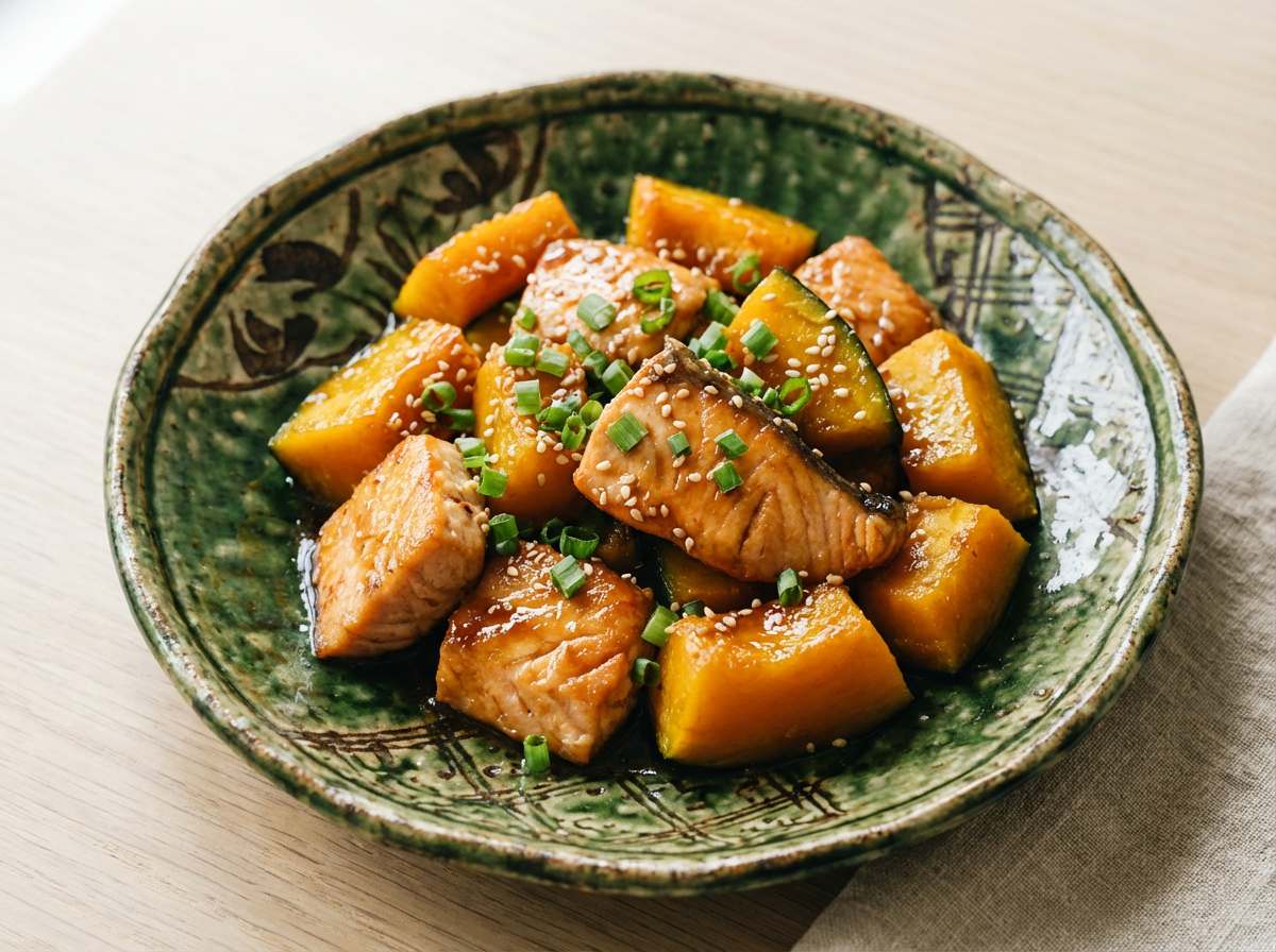 鮭とかぼちゃのめんつゆ香ばしグリル