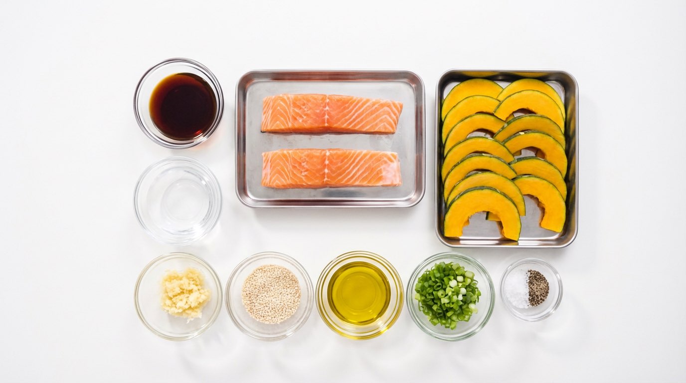 鮭とかぼちゃのめんつゆ香ばしグリル（材料）