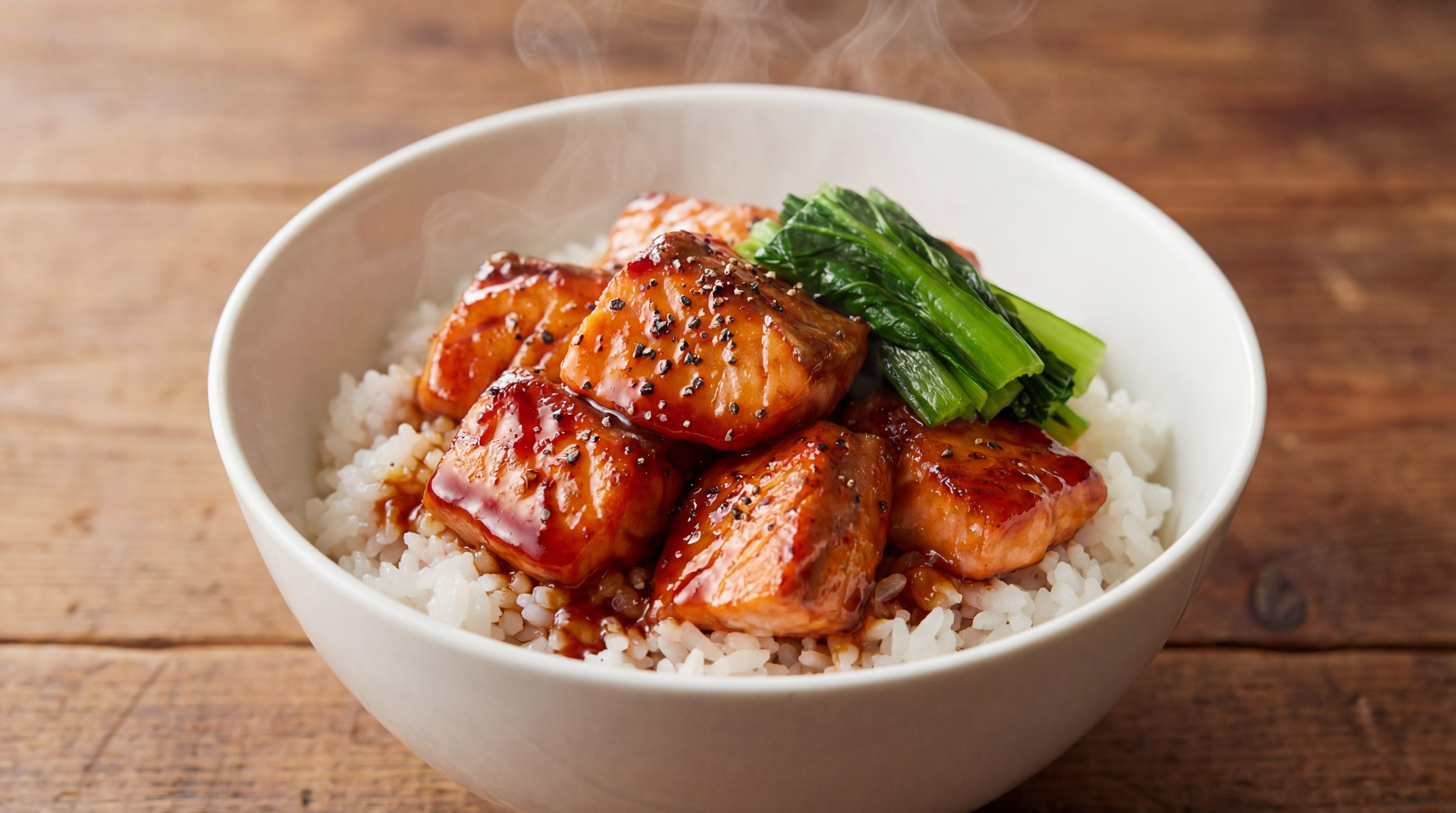 鮭と小松菜のケチャップおつまみ丼