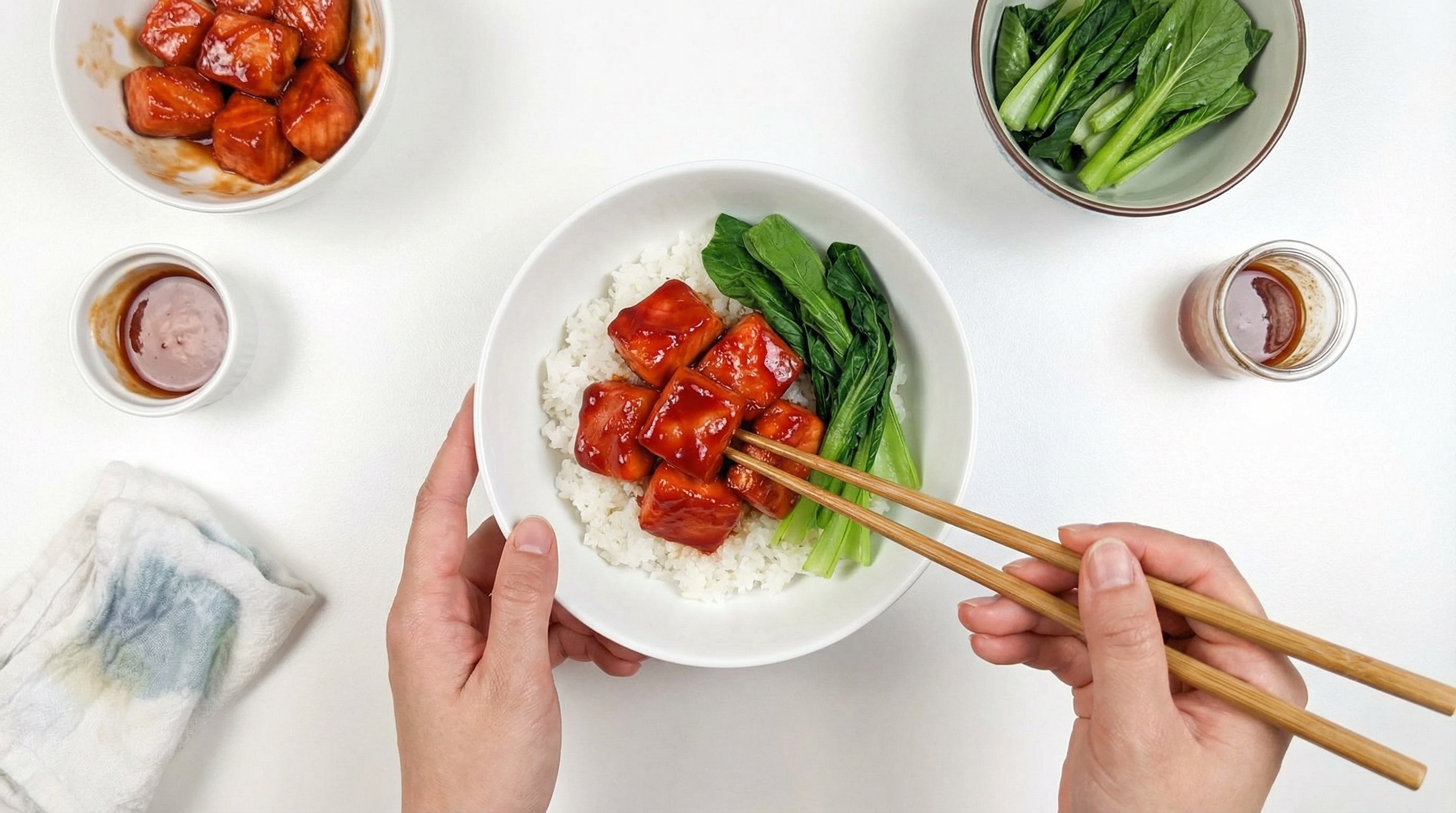 鮭と小松菜のケチャップおつまみ丼（完成イメージ）