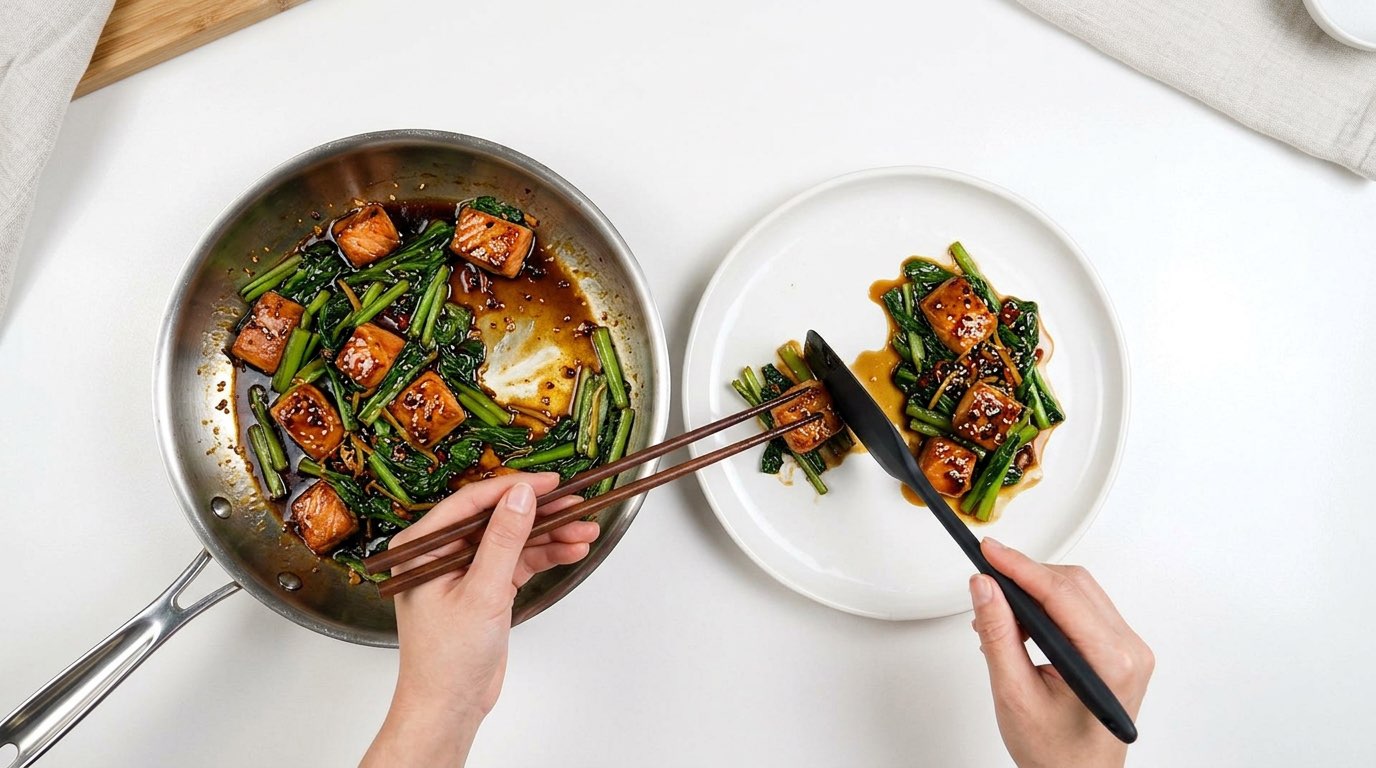 鮭と小松菜の醤油焼き（完成イメージ）