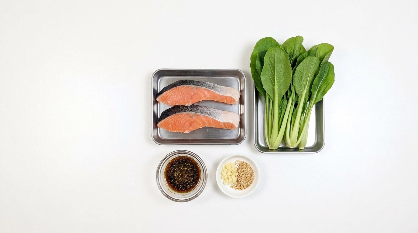 鮭と小松菜の醤油焼き（材料）