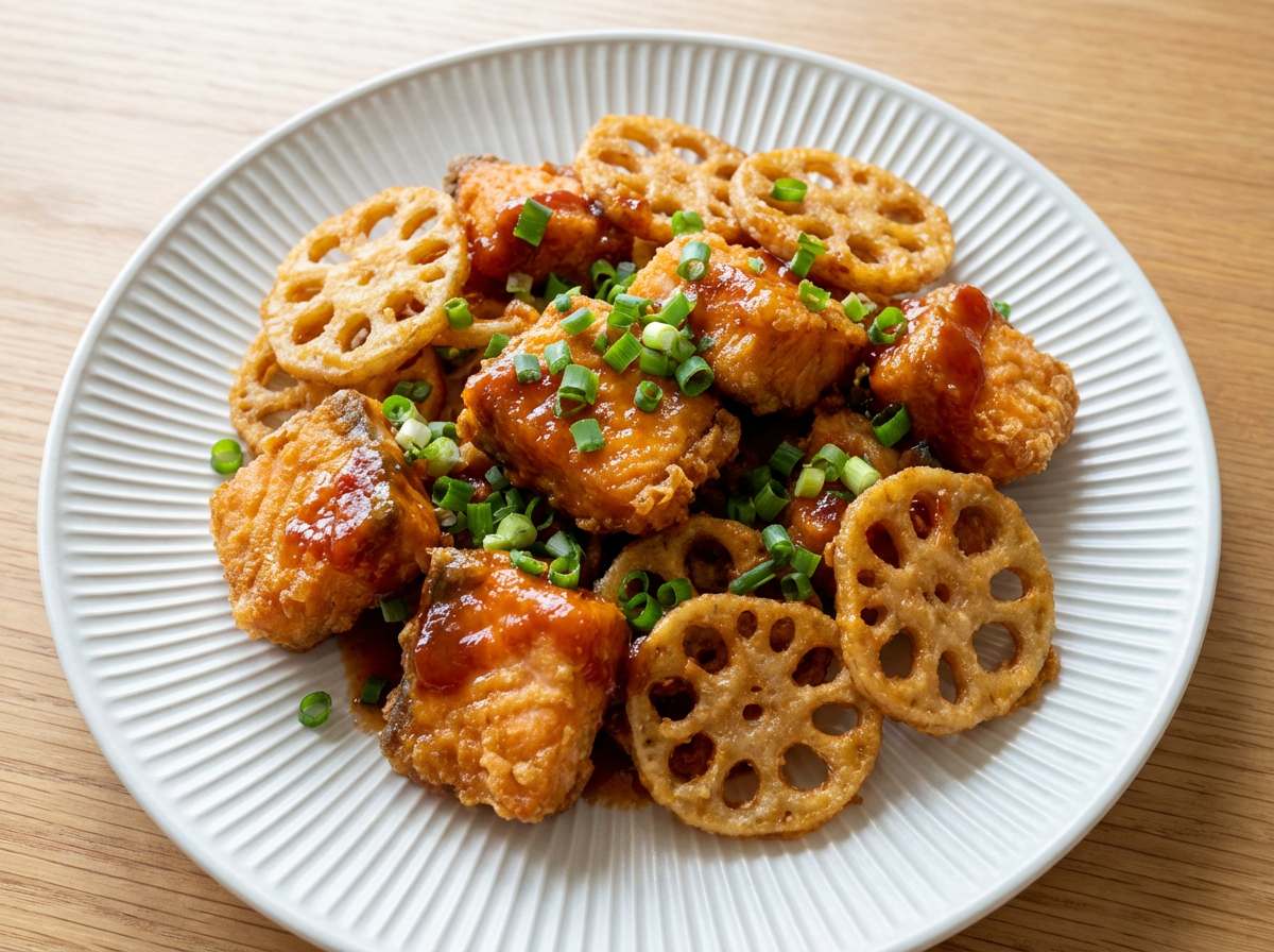 鮭とれんこんのカリカリケチャップ揚げ