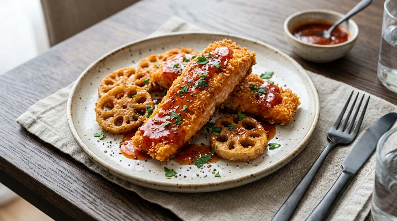 鮭とれんこんのカリカリケチャップ揚げ（完成イメージ）