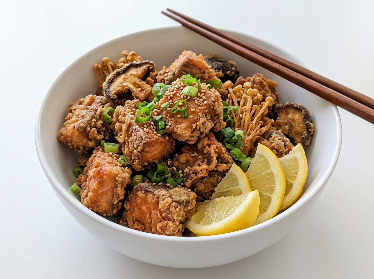 鮭ときのこの鶏ガラザンギ