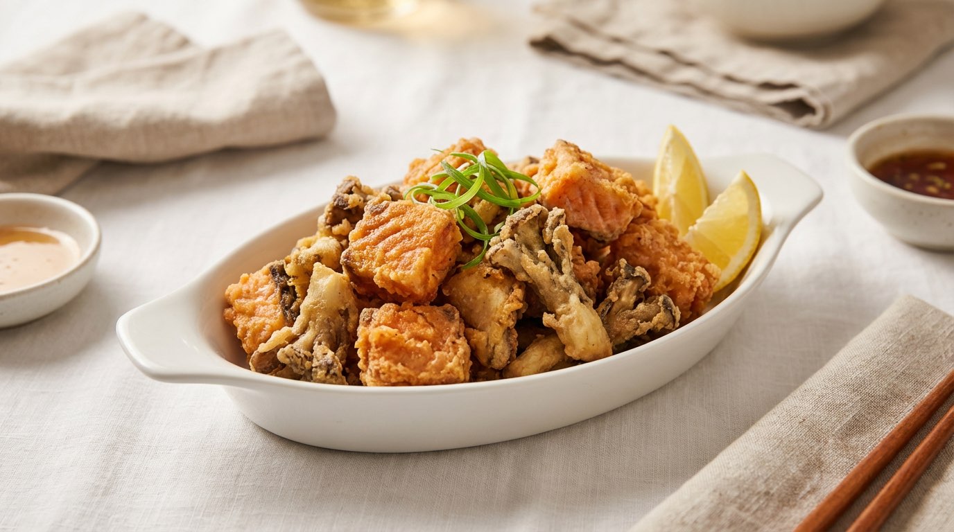 鮭ときのこの鶏ガラザンギ（完成イメージ）