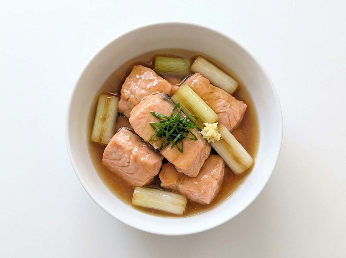 鮭と長ねぎの鶏ガラうま塩煮
