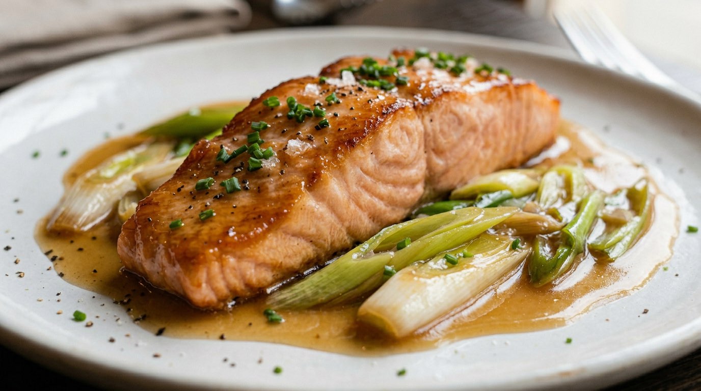 鮭と長ねぎの鶏ガラうま塩煮