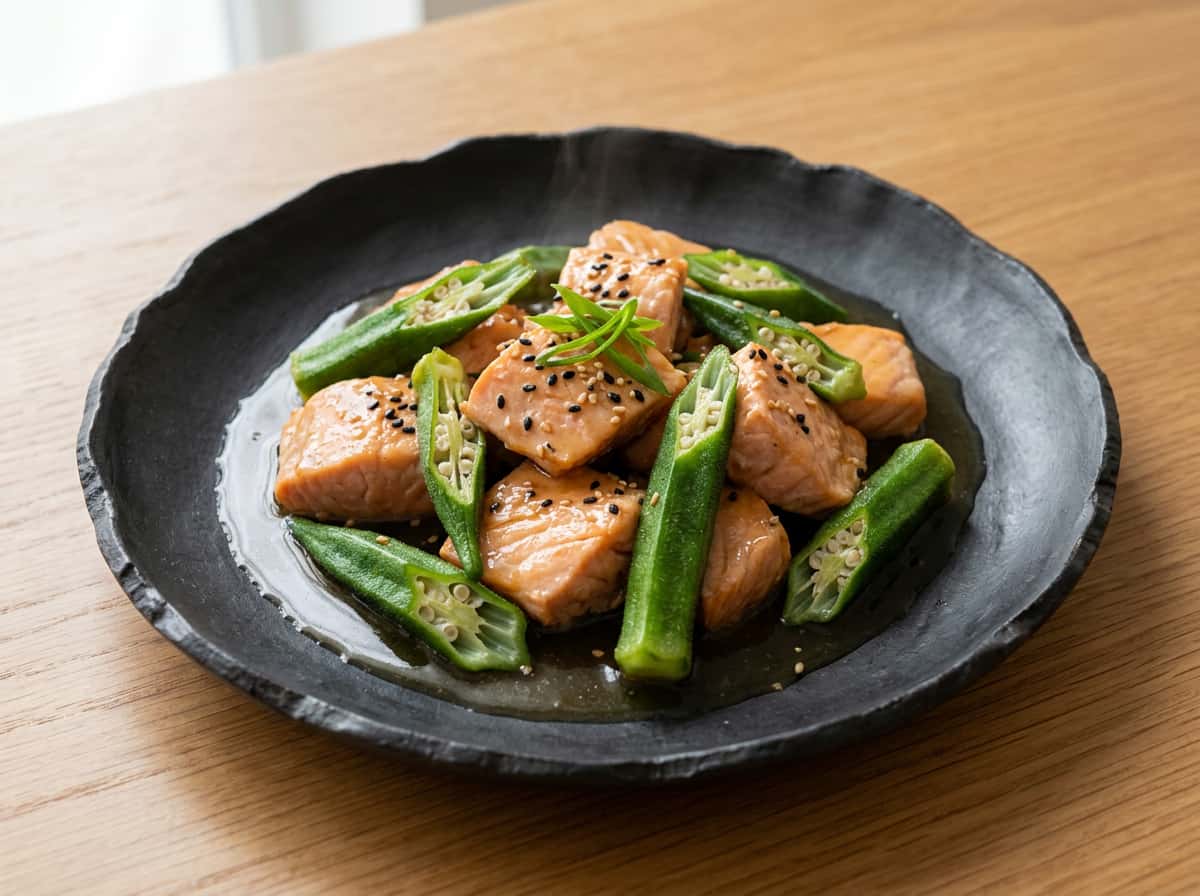 鮭とオクラの甘酢煮（10分）