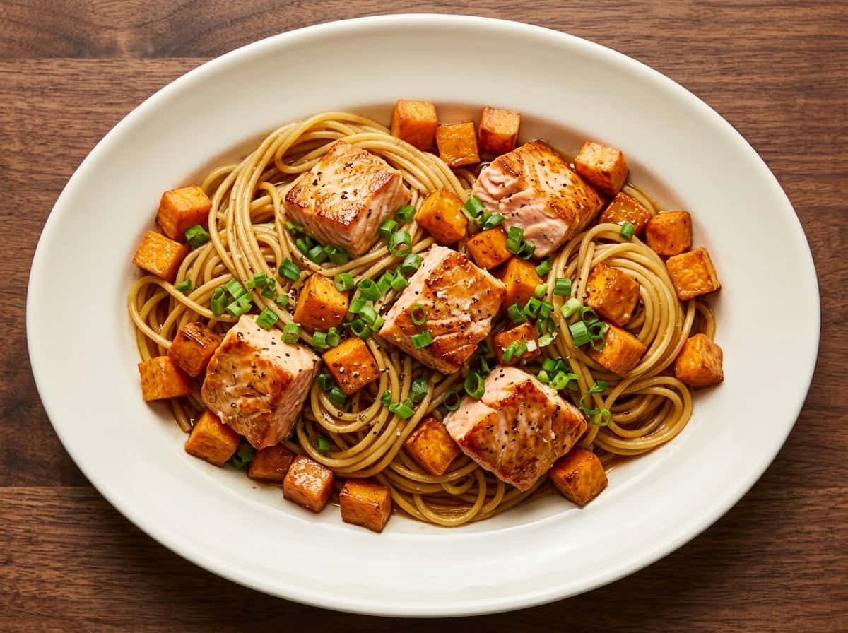 鮭とさつまいものバター醤油パスタ