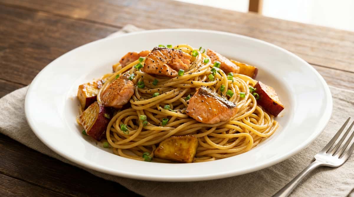 鮭とさつまいものバター醤油パスタ（完成イメージ）