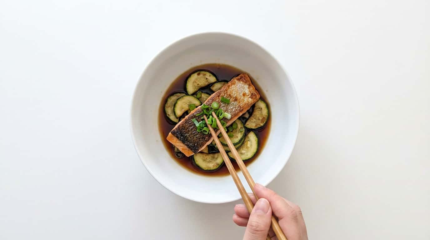 鮭とズッキーニのめんつゆ煮（完成イメージ）