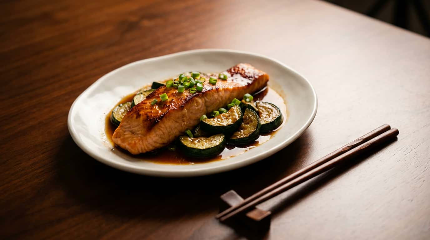 鮭とズッキーニのめんつゆ煮（完成イメージ）