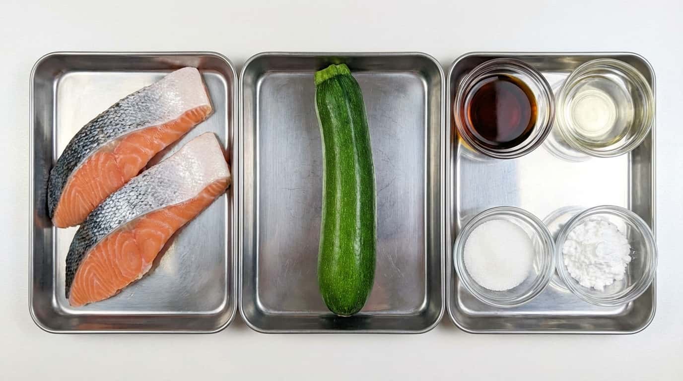 鮭とズッキーニのめんつゆ煮（材料）