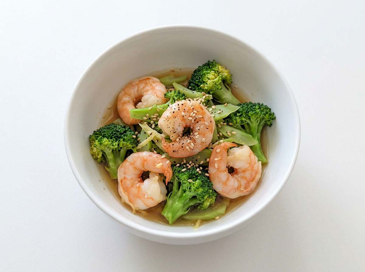 エビとブロッコリーのめんつゆ高タンパク煮