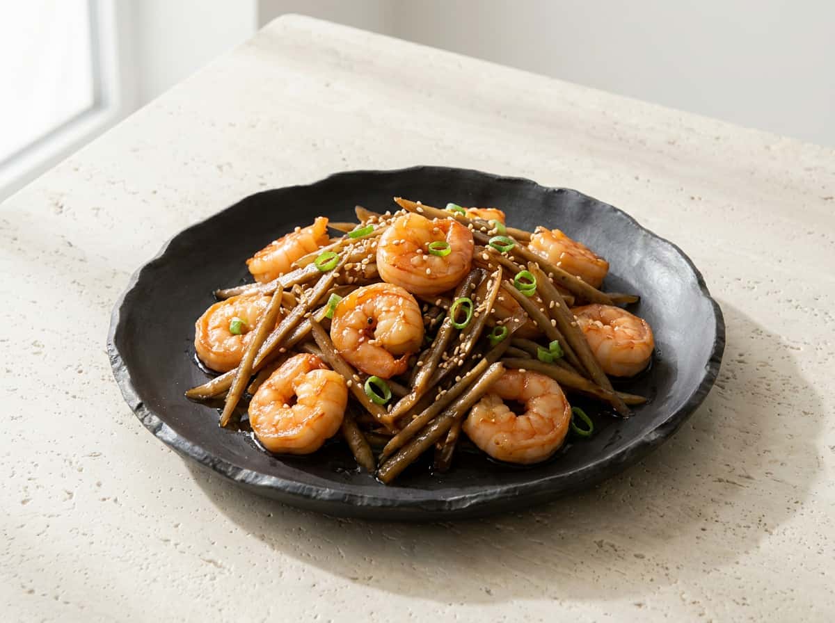 エビとごぼうの醤油煮込み