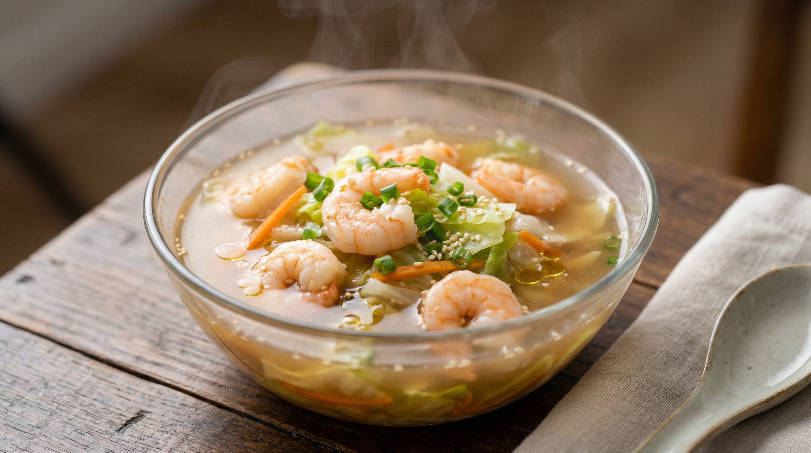 エビとキャベツのめんつゆお弁当スープ