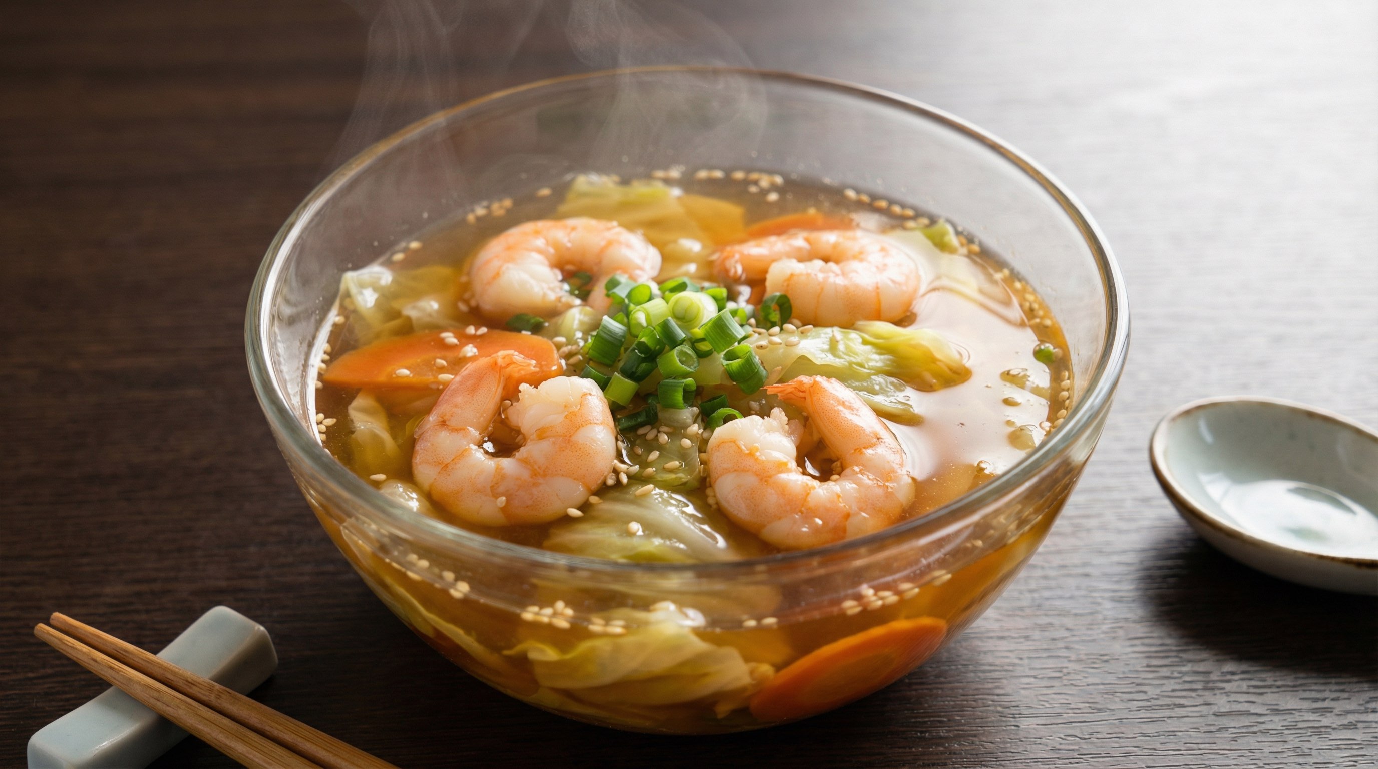 エビとキャベツのめんつゆお弁当スープ（完成イメージ）