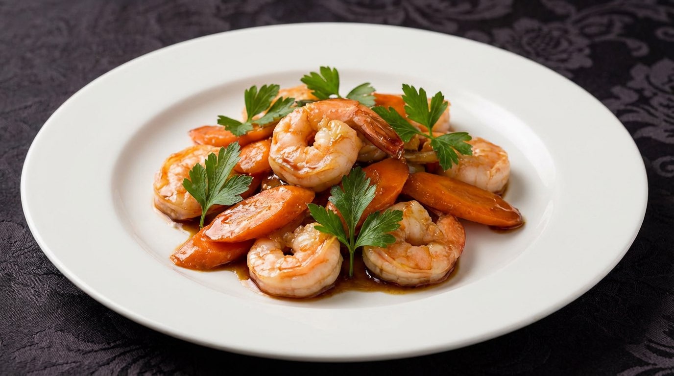 エビとにんじんのバター醤油レンジ蒸し【時短8分レシピ】