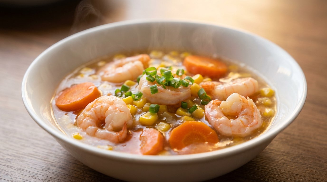 エビとにんじんの白だしレンジ蒸し